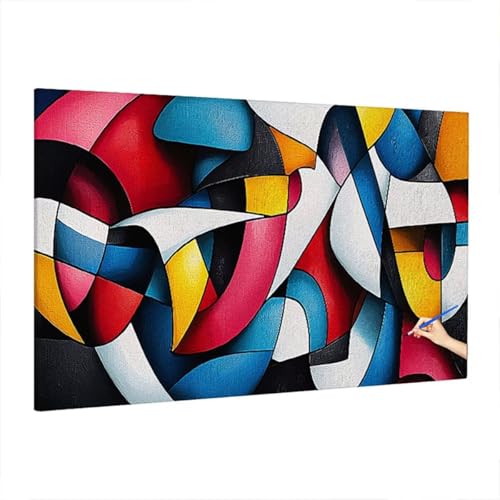 Malen Nach Zahlen Erwachsene Abstrakt, Farbe Paint by Numbers Kreativ Set für Erwachsene, DIY Handgemalt Ölgemälde Kit mit 3 Pinseln, Acrylfarbe und Leinwand, Deko Wohnzimmer, Geschenke 220x100cm S-43 von Aynaeinn