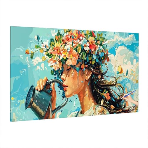 Malen Nach Zahlen Erwachsene Anime, Blumen Paint by Numbers Kreativ Set für Erwachsene, DIY Handgemalt Ölgemälde Kit mit 3 Pinseln, Acrylfarbe und Leinwand für Deko Wohnzimmer, Geschenke 220x100cm D-0 von Aynaeinn