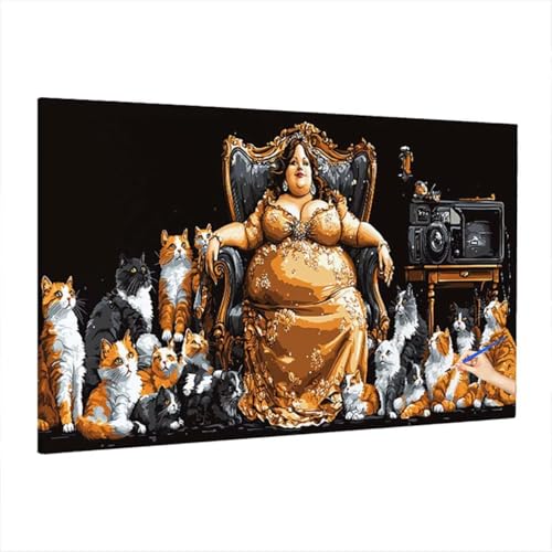 Malen Nach Zahlen Erwachsene Anime, Katze Paint by Numbers Kreativ Set für Erwachsene, DIY Handgemalt Ölgemälde Kit mit 3 Pinseln, Acrylfarbe und Leinwand für Deko Wohnzimmer, Geschenke 220x100cm S-52 von Aynaeinn
