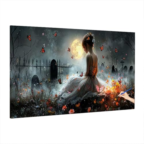 Malen Nach Zahlen Erwachsene Anime, Mädchen Paint by Numbers Kreativ Set für Erwachsene, DIY Handgemalt Ölgemälde Kit mit 3 Pinseln, Acrylfarbe und Leinwand, Deko Wohnzimmer, Geschenke 220x100cm D-48 von Aynaeinn