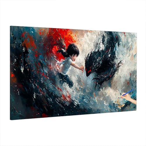 Malen Nach Zahlen Erwachsene Anime 220x100cm, Groß DIY Malen Nach Zahlen Furcht, Painting by Numbers Basteln Erwachsene, Ölgemälde Kit Basteln für Anfänger für Herbstdeko, Geschenke für Frauen S-6 von Aynaeinn