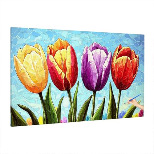 Malen Nach Zahlen Erwachsene Blumen, Abstrakt Paint by Numbers Kreativ Set für Erwachsene, DIY Handgemalt Ölgemälde Kit mit 3 Pinseln Acrylfarbe Leinwand, Deko Wohnzimmer, Geschenke 220x100cm D-93 von Aynaeinn