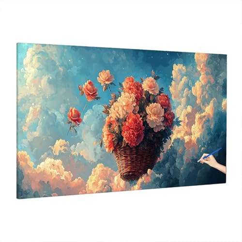Malen Nach Zahlen Erwachsene Blumen, Abstrakt Paint by Numbers Kreativ Set für Erwachsene, DIY Handgemalt Ölgemälde Kit mit 3 Pinseln Acrylfarbe Leinwand, Deko Wohnzimmer, Geschenke 220x100cm S-73 von Aynaeinn