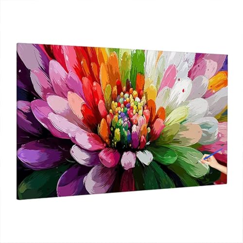 Malen Nach Zahlen Erwachsene Blumen, Abstrakt Paint by Numbers Kreativ Set für Erwachsene, DIY Handgemalt Ölgemälde Kit mit 3 Pinseln Acrylfarbe Leinwand, Deko Wohnzimmer, Geschenke 220x100cm S-91 von Aynaeinn