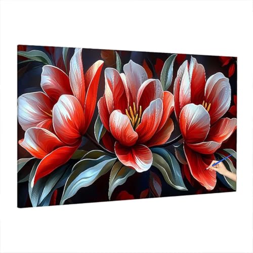 Malen Nach Zahlen Erwachsene Blumen, Modern Paint by Numbers Kreativ Set für Erwachsene, DIY Handgemalt Ölgemälde Kit mit 3 Pinseln, Acrylfarbe und Leinwand, Deko Wohnzimmer, Geschenke 220x100cm D-42 von Aynaeinn