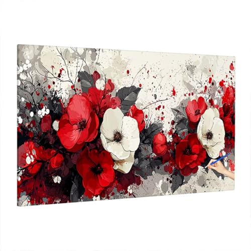 Malen Nach Zahlen Erwachsene Blumen, Retro Paint by Numbers Kreativ Set für Erwachsene, DIY Handgemalt Ölgemälde Kit mit 3 Pinseln, Acrylfarbe und Leinwand für Deko Wohnzimmer, Geschenke 220x100cm D-9 von Aynaeinn