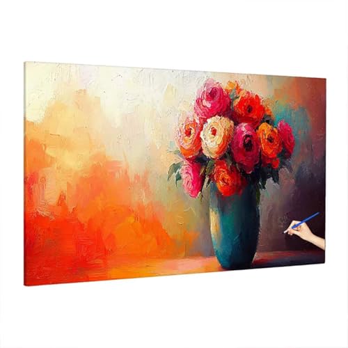 Malen Nach Zahlen Erwachsene Blumen 110x50cm, Groß DIY Malen Nach Zahlen Abstrakt, Painting by Numbers Basteln Erwachsene, Ölgemälde Kit Basteln für Anfänger für Herbstdeko, Geschenke für Frauen D-23 von Aynaeinn