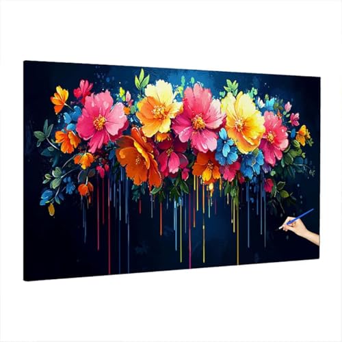Malen Nach Zahlen Erwachsene Blumen 140x60cm, Groß DIY Malen Nach Zahlen Abstrakt, Painting by Numbers Basteln Erwachsene, Ölgemälde Kit Basteln für Anfänger für Herbstdeko, Geschenke für Frauen S-75 von Aynaeinn