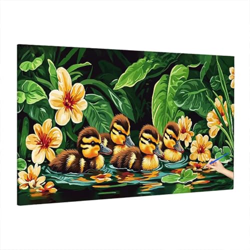 Malen Nach Zahlen Erwachsene Ente 90x40cm, Groß DIY Malen Nach Zahlen Blumen, Painting by Numbers Basteln Erwachsene, Ölgemälde Kit Basteln für Anfänger für Herbstdeko, Geschenke für Frauen Z-40 von Aynaeinn