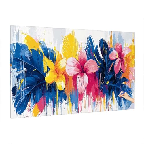Malen Nach Zahlen Erwachsene Farbe, Blumen Paint by Numbers Kreativ Set für Erwachsene, DIY Handgemalt Ölgemälde Kit mit 3 Pinseln, Acrylfarbe und Leinwand, Deko Wohnzimmer, Geschenke 220x100cm D-12 von Aynaeinn
