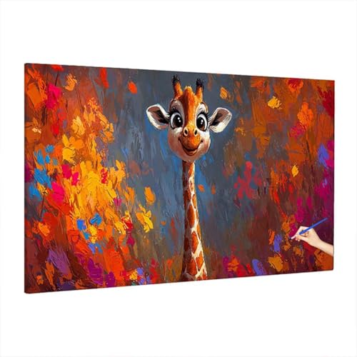 Malen Nach Zahlen Erwachsene Giraffe 220x100cm, Groß DIY Malen Nach Zahlen Kinder, Painting by Numbers Basteln Erwachsene, Ölgemälde Kit Basteln für Anfänger für Herbstdeko, Geschenke für Frauen S-81 von Aynaeinn