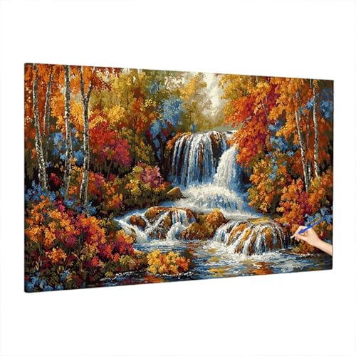 Malen Nach Zahlen Erwachsene Herbst 220x100cm, Groß DIY Malen Nach Zahlen Landschaft, Painting by Numbers Basteln Erwachsene, Ölgemälde Kit für Anfänger für Herbstdeko, Geschenke für Frauen Z-19 von Aynaeinn