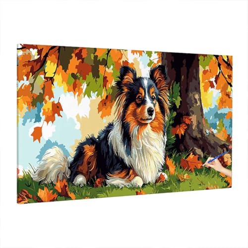 Malen Nach Zahlen Erwachsene Hund, Herbst Paint by Numbers Kreativ Set für Erwachsene, DIY Handgemalt Ölgemälde Kit mit 3 Pinseln, Acrylfarbe und Leinwand für Deko Wohnzimmer, Geschenke 140x60cm Z-8 Malen Nach Zahlen Erwachsene Hund, Herbst Paint by Numbers Kreativ Set für Erwachsene, DIY Handgemalt Ölgemälde Kit mit 3 Pinseln, Acrylfarbe und Leinwand für Deko Wohnzimmer, Geschenke 140x60cm Z-8 von Aynaeinn