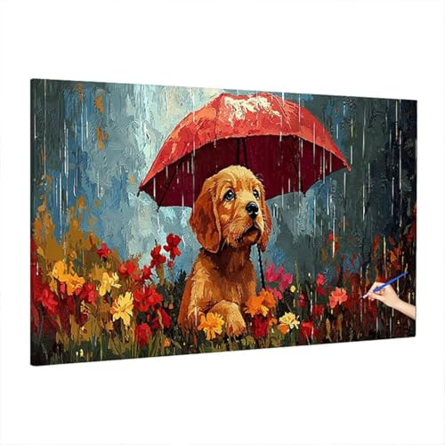 Malen Nach Zahlen Erwachsene Hund 220x100cm, Groß DIY Malen Nach Zahlen Blumen, Painting by Numbers Basteln Erwachsene, Ölgemälde Kit Basteln für Anfänger für Herbstdeko, Geschenke für Frauen S-0 von Aynaeinn