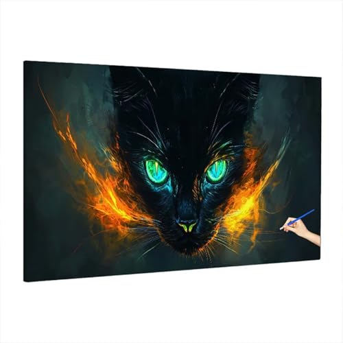 Malen Nach Zahlen Erwachsene Katze, Fantasy Paint by Numbers Kreativ Set für Erwachsene, DIY Handgemalt Ölgemälde Kit mit 3 Pinseln, Acrylfarbe und Leinwand, Deko Wohnzimmer, Geschenke 220x100cm D-57 von Aynaeinn
