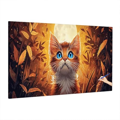 Malen Nach Zahlen Erwachsene Katze 220x100cm, Groß DIY Malen Nach Zahlen Herbst, Painting by Numbers Basteln Erwachsene, Ölgemälde Kit Basteln für Anfänger für Herbstdeko, Geschenke für Frauen S-18 von Aynaeinn