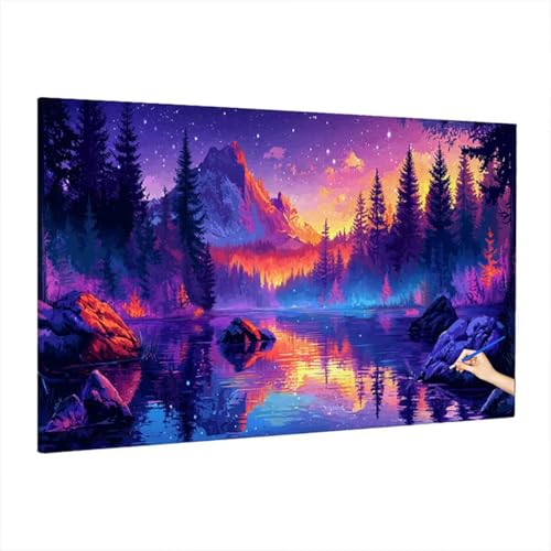 Malen Nach Zahlen Erwachsene Landschaft, Fantasy Paint by Numbers Kreativ Set für Erwachsene, DIY Handgemalt Ölgemälde Kit mit 3 Pinseln Acrylfarbe Leinwand, Deko Wohnzimmer, Geschenke 220x100cm Z-32 von Aynaeinn