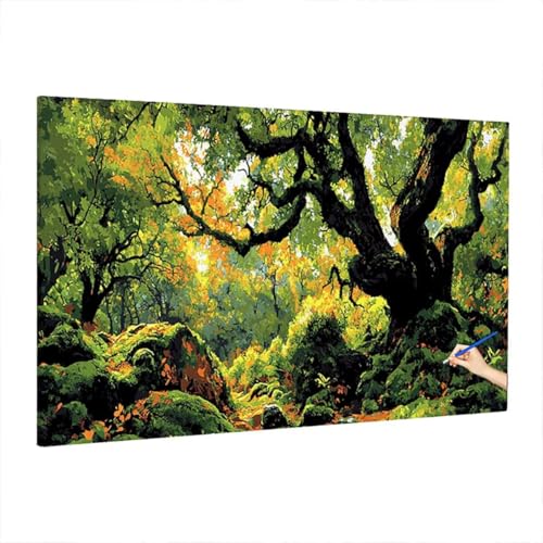 Malen Nach Zahlen Erwachsene Landschaft 220x100cm, Groß DIY Malen Nach Zahlen Baum, Painting by Numbers Basteln Erwachsene, Ölgemälde Kit Basteln für Anfänger für Herbstdeko, Geschenke für Frauen D-2 von Aynaeinn