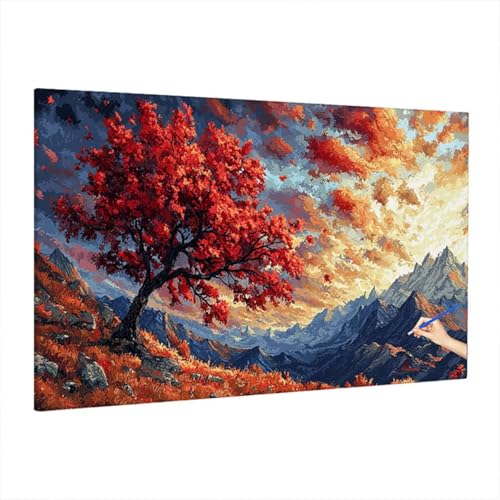 Malen Nach Zahlen Erwachsene Landschaft 220x100cm, Groß DIY Malen Nach Zahlen Berge, Painting by Numbers Basteln Erwachsene, Ölgemälde Kit Basteln für Anfänger, Herbstdeko, Geschenke für Frauen D-47 von Aynaeinn