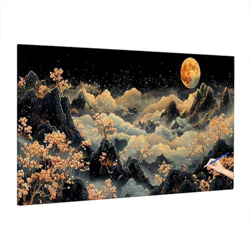 Malen Nach Zahlen Erwachsene Landschaft 220x100cm, Groß DIY Malen Nach Zahlen Berge, Painting by Numbers Basteln Erwachsene, Ölgemälde Kit Basteln für Anfänger, Herbstdeko, Geschenke für Frauen S-93 von Aynaeinn