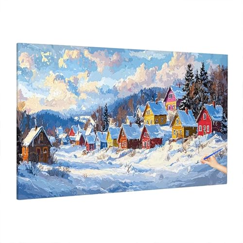 Malen Nach Zahlen Erwachsene Landschaft 220x100cm, Groß DIY Malen Nach Zahlen Winter, Painting by Numbers Basteln Erwachsene, Ölgemälde Kit Basteln für Anfänger, Herbstdeko, Geschenke für Frauen Z-4 von Aynaeinn