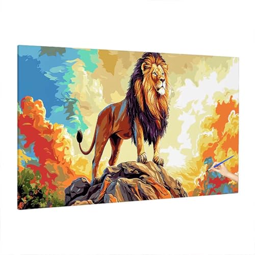 Malen Nach Zahlen Erwachsene Löwe, Abstrakt Paint by Numbers Kreativ Set für Erwachsene, DIY Handgemalt Ölgemälde Kit mit 3 Pinseln, Acrylfarbe und Leinwand, Deko Wohnzimmer, Geschenke 220x100cm S-4 von Aynaeinn