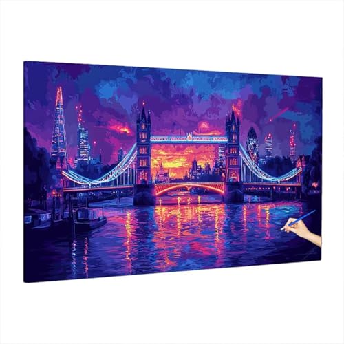Malen Nach Zahlen Erwachsene London 110x50cm, Groß DIY Malen Nach Zahlen Landschaft, Painting by Numbers Basteln Erwachsene, Ölgemälde Kit Basteln für Anfänger, Herbstdeko, Geschenke für Frauen S-48 von Aynaeinn