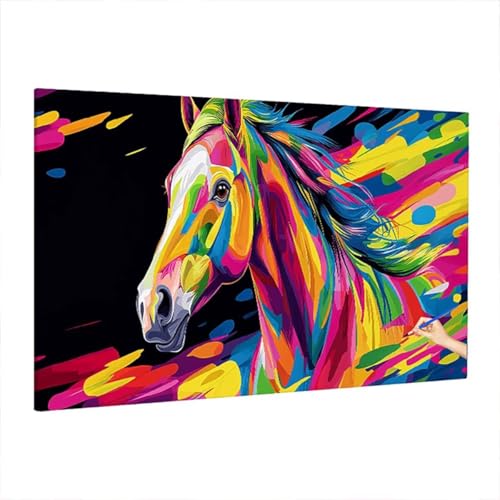 Malen Nach Zahlen Erwachsene Pferde 70x30cm, Groß DIY Malen Nach Zahlen Abstrakt, Painting by Numbers Basteln Erwachsene, Ölgemälde Kit Basteln für Anfänger für Herbstdeko, Geschenke für Frauen S-12 von Aynaeinn