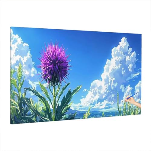 Malen Nach Zahlen Erwachsene Pflanzen, Landschaft Paint by Numbers Kreativ Set für Erwachsene, DIY Handgemalt Ölgemälde Kit mit 3 Pinseln Acrylfarbe Leinwand, Deko Wohnzimmer, Geschenke 220x100cm Z-35 von Aynaeinn