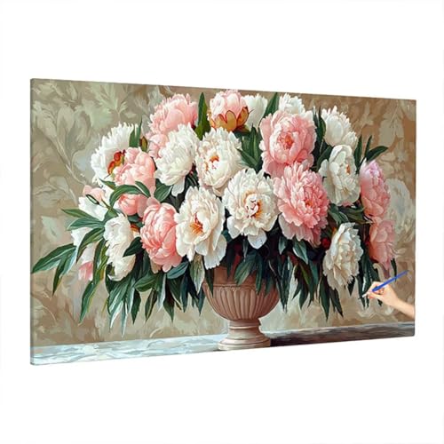 Malen Nach Zahlen Erwachsene Retro, Blumen Paint by Numbers Kreativ Set für Erwachsene, DIY Handgemalt Ölgemälde Kit mit 3 Pinseln, Acrylfarbe und Leinwand, Deko Wohnzimmer, Geschenke 220x100cm D-96 von Aynaeinn