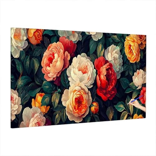 Malen Nach Zahlen Erwachsene Retro 220x100cm, Groß DIY Malen Nach Zahlen Blumen, Painting by Numbers Basteln Erwachsene, Ölgemälde Kit Basteln für Anfänger für Herbstdeko, Geschenke für Frauen D-20 von Aynaeinn