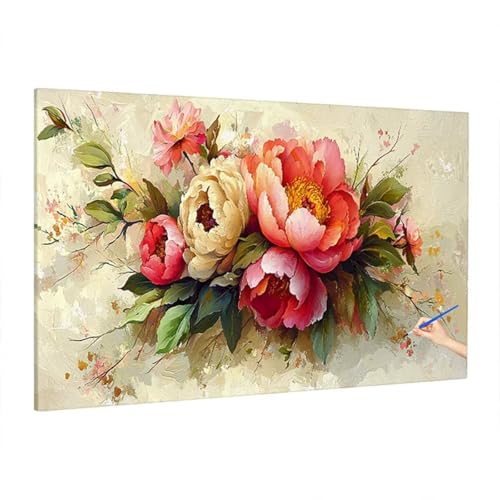 Malen Nach Zahlen Erwachsene Retro 90x40cm, Groß DIY Malen Nach Zahlen Blumen, Painting by Numbers Basteln Erwachsene, Ölgemälde Kit Basteln für Anfänger für Herbstdeko, Geschenke für Frauen Z-25 von Aynaeinn