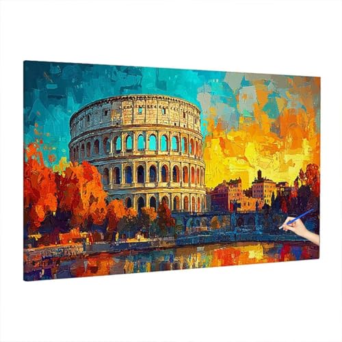 Malen Nach Zahlen Erwachsene Rom, Herbst Paint by Numbers Kreativ Set für Erwachsene, DIY Handgemalt Ölgemälde Kit mit 3 Pinseln, Acrylfarbe und Leinwand für Deko Wohnzimmer, Geschenke 220x100cm D-33 von Aynaeinn