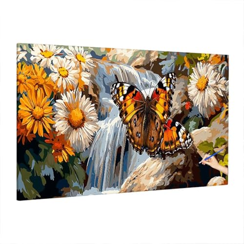 Malen Nach Zahlen Erwachsene Schmetterling 140x60cm, Groß DIY Malen Nach Zahlen Blumen, Painting by Numbers Basteln Erwachsene, Ölgemälde Kit für Anfänger für Herbstdeko, Geschenke für Frauen S-66 von Aynaeinn