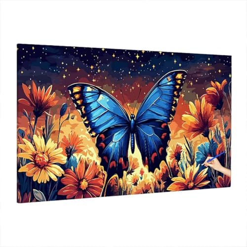 Malen Nach Zahlen Erwachsene Schmetterling 220x100cm, Groß DIY Malen Nach Zahlen Blumen, Painting by Numbers Basteln Erwachsene, Ölgemälde Kit für Anfänger, Herbstdeko, Geschenke für Frauen S-27 von Aynaeinn