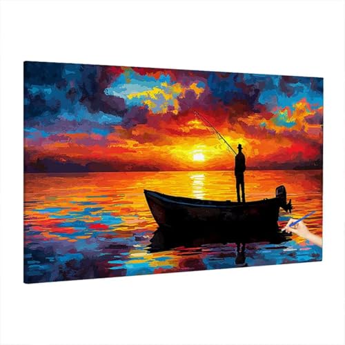 Malen Nach Zahlen Erwachsene Sonnenuntergang, Meer Paint by Numbers Kreativ Set für Erwachsene, DIY Handgemalt Ölgemälde Kit mit 3 Pinseln Acrylfarbe Leinwand, Deko Wohnzimmer, Geschenke 220x100cm Z-2 von Aynaeinn