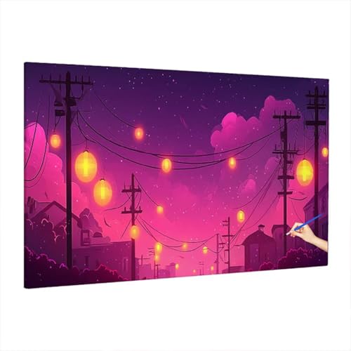 Malen Nach Zahlen Erwachsene Stadt 110x50cm, Groß DIY Malen Nach Zahlen Fantasy, Painting by Numbers Basteln Erwachsene, Ölgemälde Kit Basteln für Anfänger für Herbstdeko, Geschenke für Frauen Z-34 von Aynaeinn
