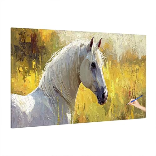 Malen Nach Zahlen Erwachsene Tiere 110x50cm, Groß DIY Malen Nach Zahlen Pferde, Painting by Numbers Basteln Erwachsene, Ölgemälde Kit Basteln für Anfänger für Herbstdeko, Geschenke für Frauen Z-46 von Aynaeinn