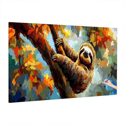 Malen Nach Zahlen Erwachsene Tiere 220x100cm, Groß DIY Malen Nach Zahlen Herbst, Painting by Numbers Basteln Erwachsene, Ölgemälde Kit Basteln für Anfänger für Herbstdeko, Geschenke für Frauen D-95 von Aynaeinn