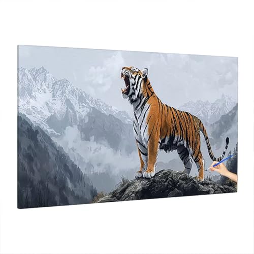 Malen Nach Zahlen Erwachsene Tiger 220x100cm, Groß DIY Malen Nach Zahlen Berge, Painting by Numbers Basteln Erwachsene, Ölgemälde Kit Basteln für Anfänger für Herbstdeko, Geschenke für Frauen D-5 von Aynaeinn