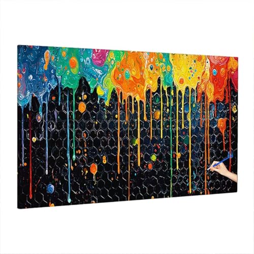 Malen Nach Zahlen Farbe, Malen Nach Zahlen Erwachsene Abstrakt, DIY Set Erwachsene Paint by Numbers, Paint by Numbers mit 3 Pinseln und Acrylfarbe, Ölgemälde Kit Herbst Deko Wohnzimmer 220x100cm S-32 von Aynaeinn