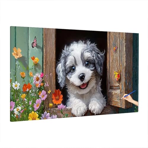 Malen Nach Zahlen Hund, Malen Nach Zahlen Erwachsene Blumen, DIY Set Erwachsene Paint by Numbers, Paint by Numbers mit 3 Pinseln und Acrylfarbe, Ölgemälde Kit für Herbst Deko Wohnzimmer 160x70cm D-97 Malen Nach Zahlen Hund, Malen Nach Zahlen Erwachsene Blumen, DIY Set Erwachsene Paint by Numbers, Paint by Numbers mit 3 Pinseln und Acrylfarbe, Ölgemälde Kit für Herbst Deko Wohnzimmer 160x70cm D-97 von Aynaeinn