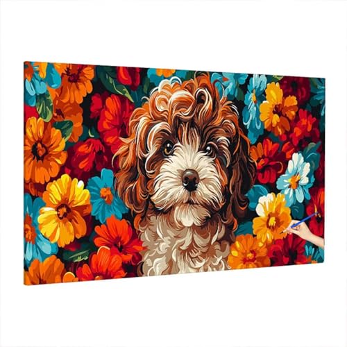 Malen Nach Zahlen Hund, Malen Nach Zahlen Erwachsene Blumen, DIY Set Erwachsene Paint by Numbers, Paint by Numbers mit 3 Pinseln und Acrylfarbe, Ölgemälde Kit für Herbst Deko Wohnzimmer 160x70cm D-52 Malen Nach Zahlen Hund, Malen Nach Zahlen Erwachsene Blumen, DIY Set Erwachsene Paint by Numbers, Paint by Numbers mit 3 Pinseln und Acrylfarbe, Ölgemälde Kit für Herbst Deko Wohnzimmer 160x70cm D-52 von Aynaeinn