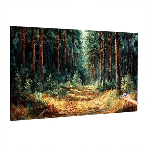 Malen Nach Zahlen Landschaft, Malen Nach Zahlen Erwachsene Baum, DIY Set Erwachsene Paint by Numbers, Paint by Numbers mit 3 Pinseln und Acrylfarbe, Ölgemälde Kit Herbst Deko Wohnzimmer 220x100cm D-85 von Aynaeinn