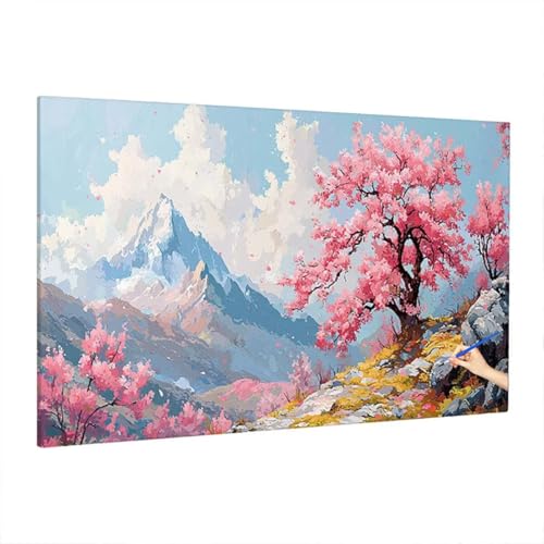 Malen Nach Zahlen Landschaft, Malen Nach Zahlen Erwachsene Berge, DIY Set Erwachsene Paint by Numbers, Paint by Numbers mit 3 Pinseln und Acrylfarbe, Ölgemälde Kit Deko Wohnzimmer 220x100cm Z-42 von Aynaeinn