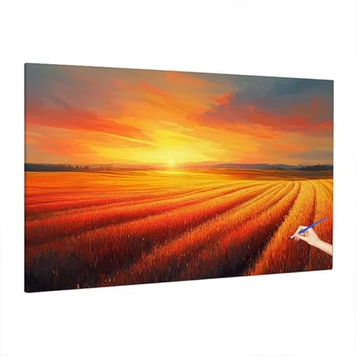 Malen Nach Zahlen Landschaft, Malen Nach Zahlen Erwachsene Herbst, DIY Set Erwachsene Paint by Numbers, Paint by Numbers mit 3 Pinseln und Acrylfarbe, Ölgemälde Kit Deko Wohnzimmer 220x100cm D-58 von Aynaeinn