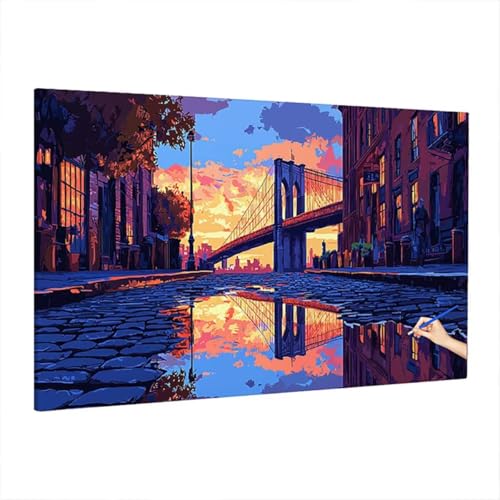 Malen Nach Zahlen London, Malen Nach Zahlen Erwachsene Stadt, DIY Set Erwachsene Paint by Numbers, Paint by Numbers mit 3 Pinseln und Acrylfarbe, Ölgemälde Kit Herbst Deko Wohnzimmer 220x100cm S-77 von Aynaeinn