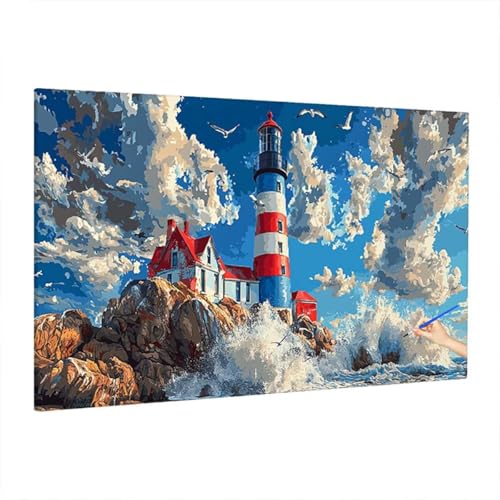 Malen Nach Zahlen Meer, Malen Nach Zahlen Erwachsene Leuchtturm, DIY Set Erwachsene Paint by Numbers, Paint by Numbers mit 3 Pinseln und Acrylfarbe, Ölgemälde Kit Herbst Deko Wohnzimmer 70x30cm Z-21 Malen Nach Zahlen Meer, Malen Nach Zahlen Erwachsene Leuchtturm, DIY Set Erwachsene Paint by Numbers, Paint by Numbers mit 3 Pinseln und Acrylfarbe, Ölgemälde Kit Herbst Deko Wohnzimmer 70x30cm Z-21 von Aynaeinn