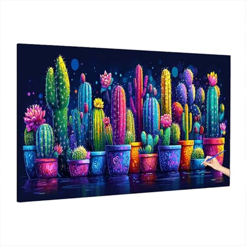 Malen Nach Zahlen Pflanzen, Malen Nach Zahlen Erwachsene Abstrakt, DIY Set Erwachsene Paint by Numbers, Paint by Numbers mit 3 Pinseln und Acrylfarbe, Ölgemälde Kit Deko Wohnzimmer 220x100cm D-70 von Aynaeinn