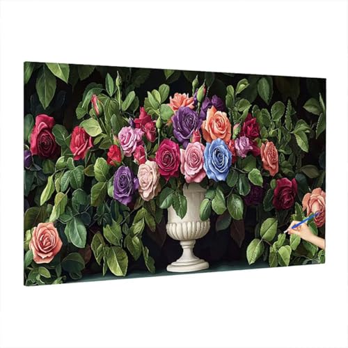 Malen Nach Zahlen Pflanzen, Malen Nach Zahlen Erwachsene Blumen, DIY Set Erwachsene Paint by Numbers, Paint by Numbers mit 3 Pinseln und Acrylfarbe, Ölgemälde Kit Herbst Deko Wohnzimmer 220x100cm D-61 von Aynaeinn